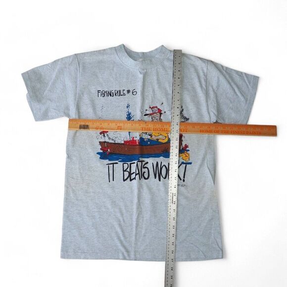 Unbalanced Lines Vintage 90s Fishing Rules #6 Single Stitch T-Shirt Men's M - Picture 4 of 6